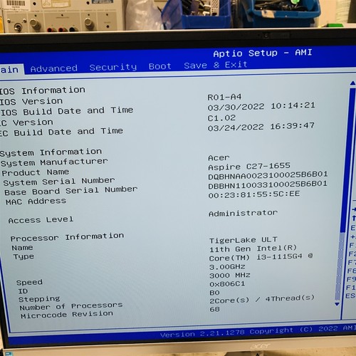 Acer Aspire C27-1655 27" FHD i3-1115G4 3.0GHz 12GB RAM 512GB SSD Win11 AIO PC - Picture 3 of 9