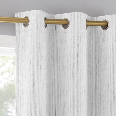 2pc 37''x96'' Sun Zero Halleck Vertical Strie 100% Blackout Grommet Curtain Panel