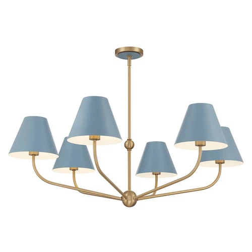 Crystorama Xavier 6Lt 40" Chandelier, Gold/Blue/Blue/White - XAV-B9316-VG-BL - Picture 1 of 1