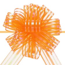 5pcs 6" Large Organza Pull Bow Chiffon Gift Wrapping Bows Ribbon Orange
