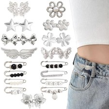 Pant Waist Tightener, 8 Styles Adjustable Silvery Buttons Pins for Loose Jeans
