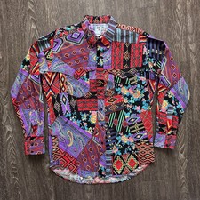 Rare VTG Silver Canyon Western Shirt Size Large Aztec Paisley Patchwork USA