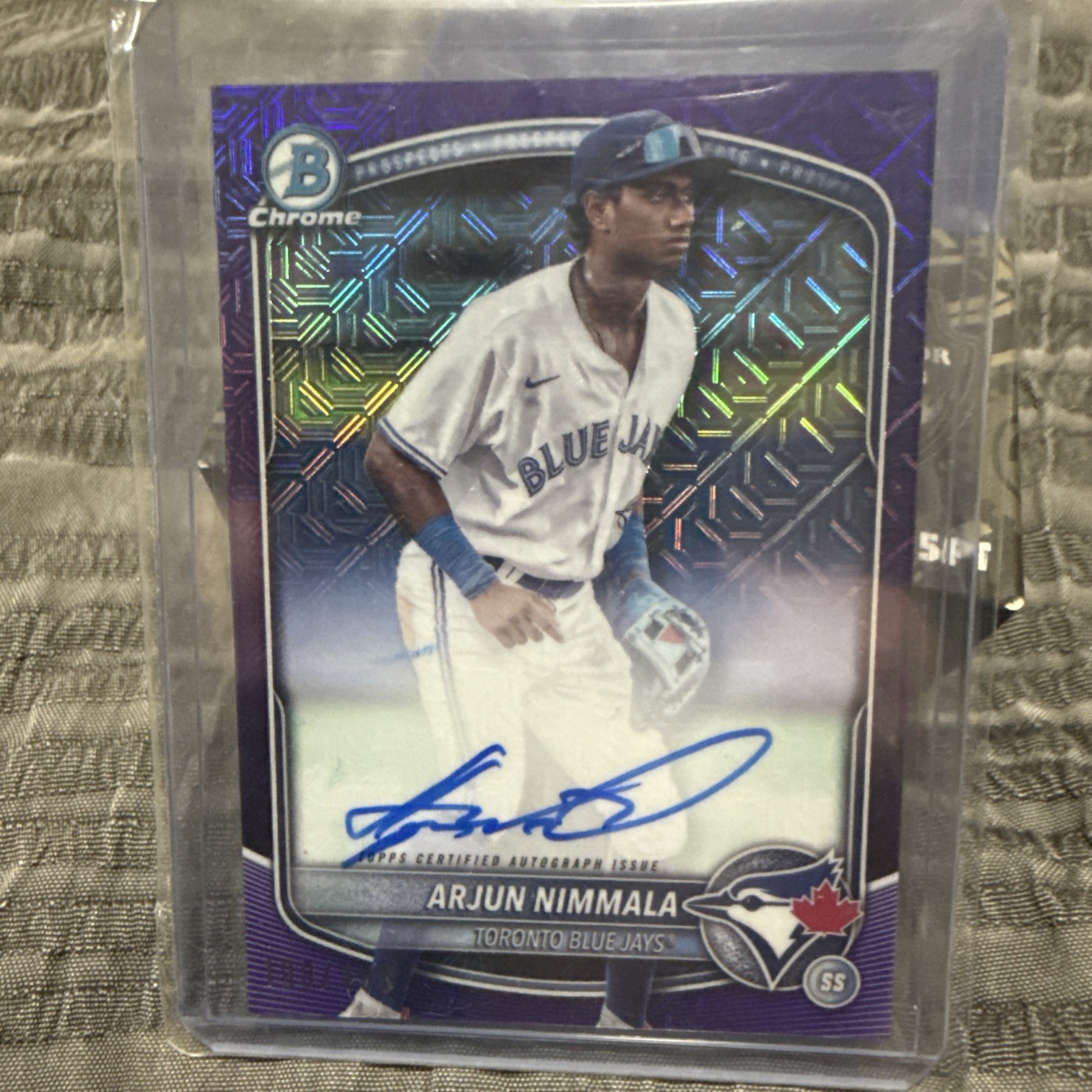 2024 Bowman Chrome Arjun Nimmala Purple Mojo Refractor Auto /199 #BMA-AN Jays