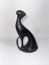 MCM VTG 1960s Royal Dux Jaroslav Jezek Black Cat Czech Porcelain Figurine 7.25”