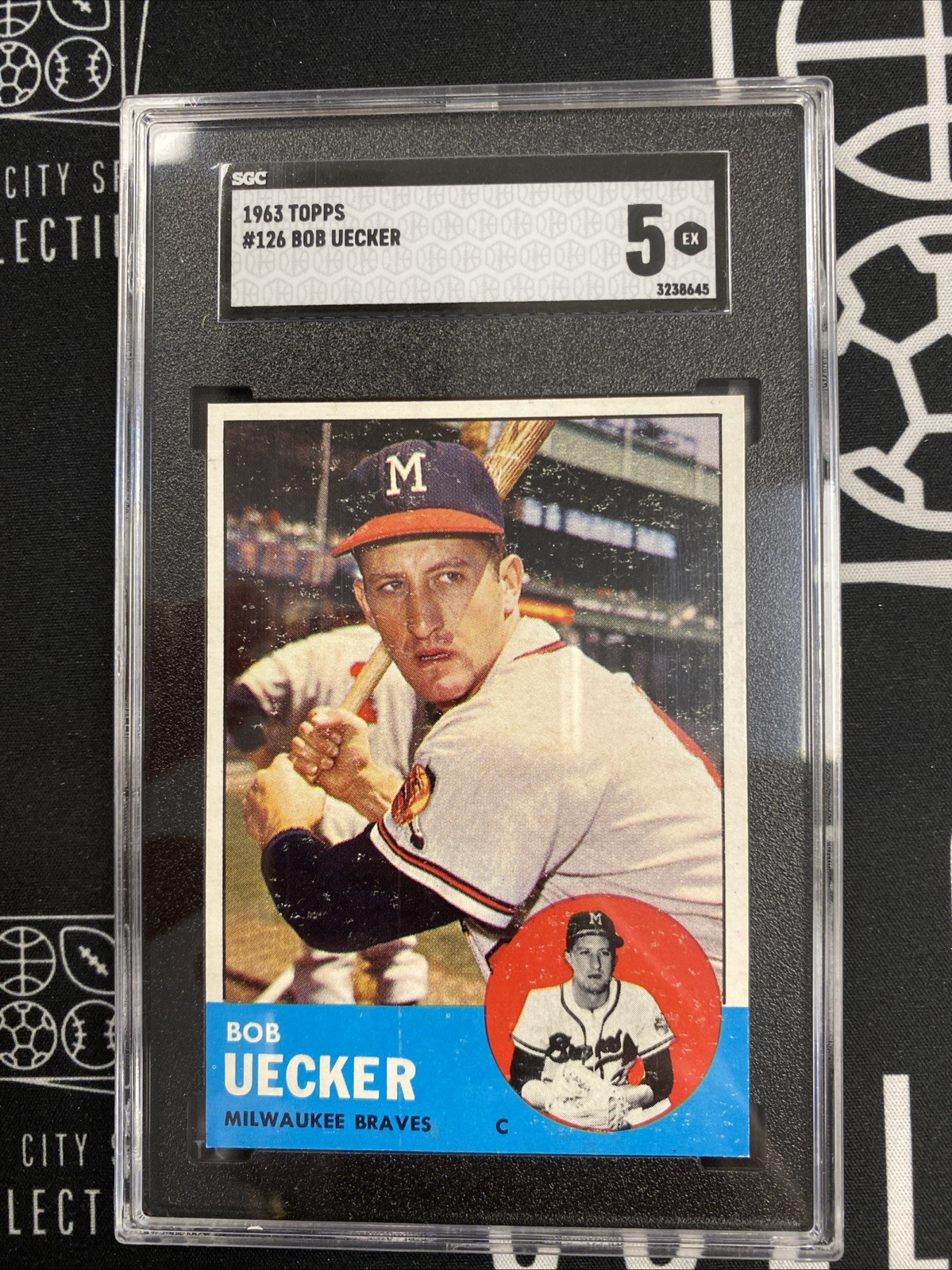 1963 TOPPS BOB UECKER #126 MILWAUKEE BRAVES SGC 5 EX