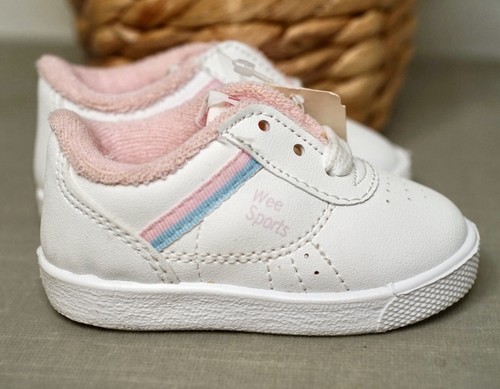 NUEVO Zapatos de Encaje Vintage Wee Niños Deportes Blanco Rosa Niña Bebé Talla 2 EE. UU. NOS - Imagen 6 de 11