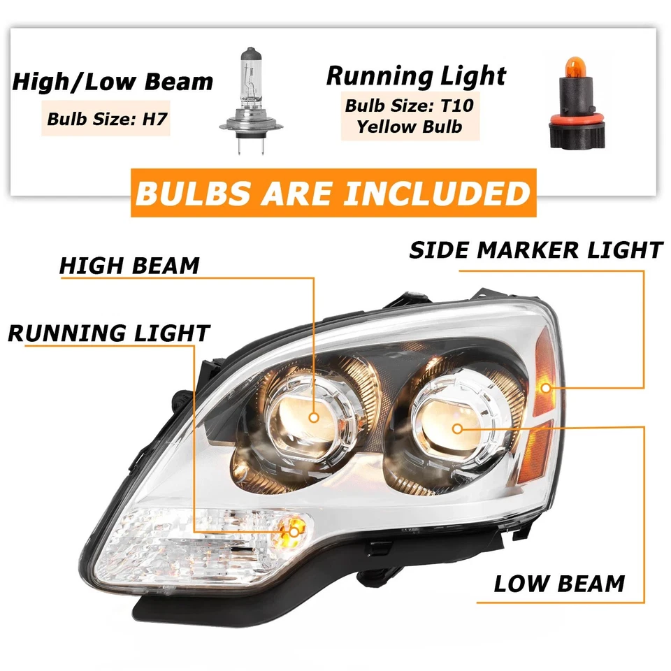 HECASA For GMC Acadia 2007-2012 Projector Headlights Headlamps Left+Right Clear Foto 2 de 4