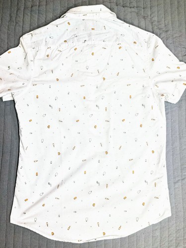 Mens Penguin Button Up Shirt Casual Short Sleeve White Print S/M Excellent Cond - Picture 6 of 10