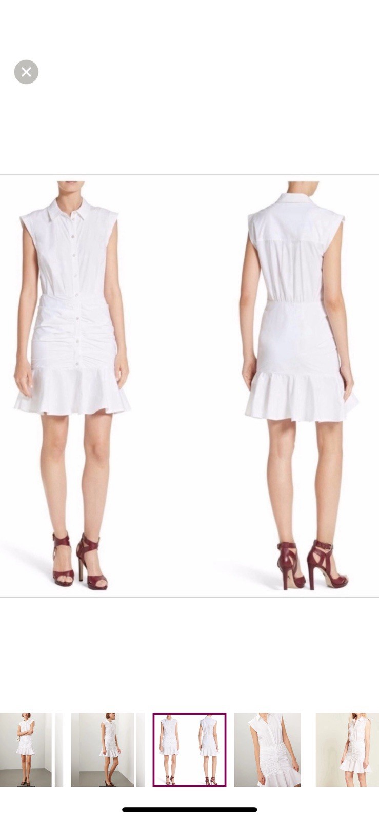 Veronica Beard White Button Down CottonRuched Dre… - image 3