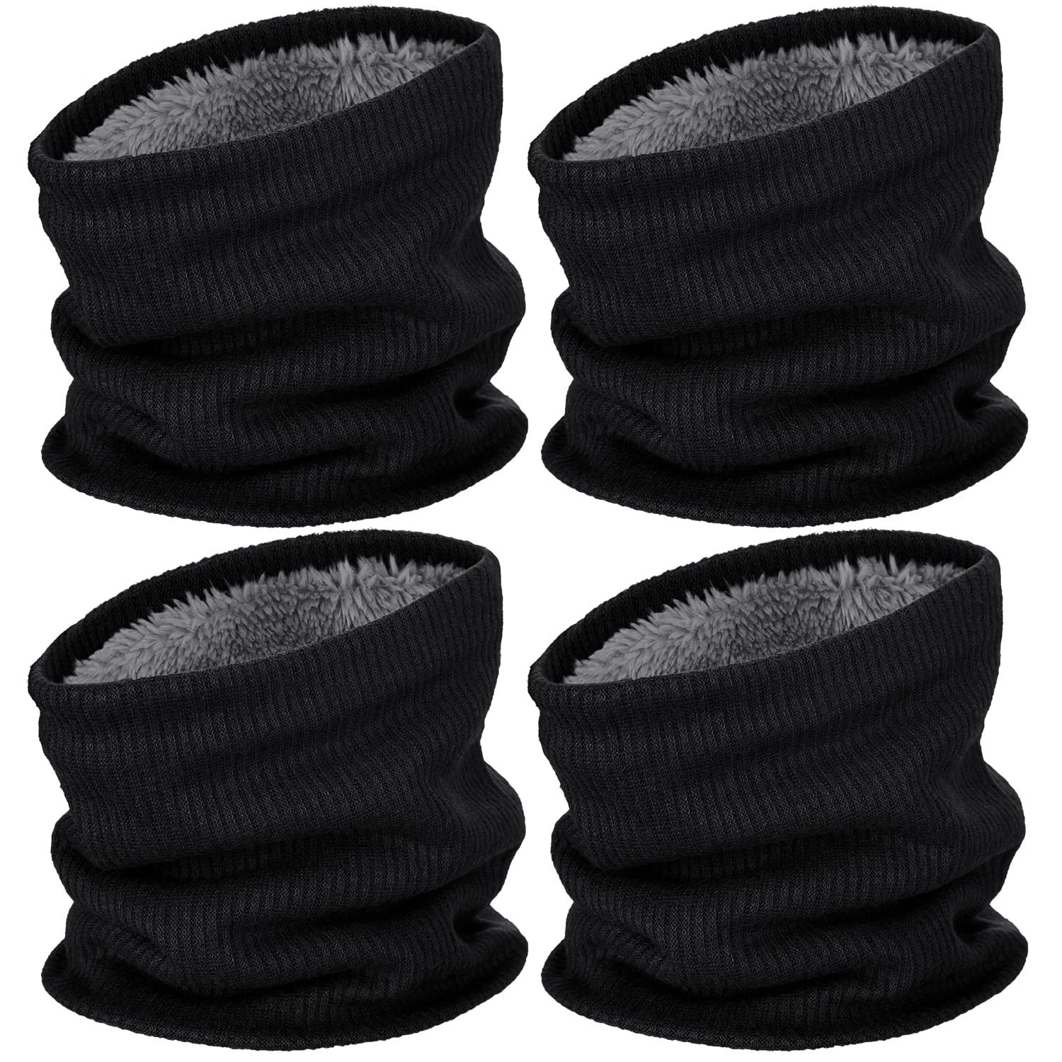 4 PCS Mens Womens Winter Thick Fleece Lined Knitted Thermal Neck Warmer Gaiter