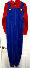 mens XS SMALL red blue PLUSH MARIO 1 PC SLEEPER HALLOWEEN COSTUME HOOD NICE 