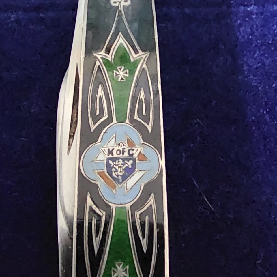 Navaja de bolsillo vintage Caballeros de Colón de ley y esmalte. ¡Impresionante! ¡Muy bonito! Foto 4 de 4