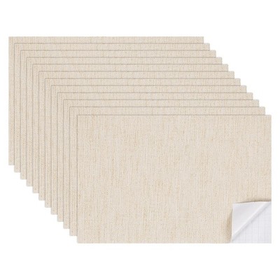 12 Sheets Linen Texture Self-Adhesive Flooring Wall Beige