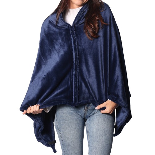 Sash & Bloom Heated Shawl Navy - 2-in-1 Cordless, Soft Heated Blanket & Shawl - Picture 1 of 8