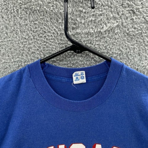 VINTAGE Chicago Cubs T Shirt Men Large Blue Champion 80s Baseball Sport MLB - Picture 3 of 12