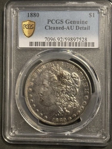 1880 Morgan Silver Dollar PCGS AU Details Cleaned Nice Coin