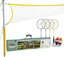 Franklin Sports Badminton Combo Sets - Backyard Beach Volleyball + Badminton Net