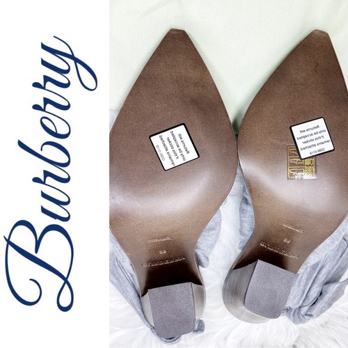 Neu im Karton Burberry Tillington Pewter Melange Ankle Wrap Slingback Pantoletten, EU 36 - Bild 8 von 15