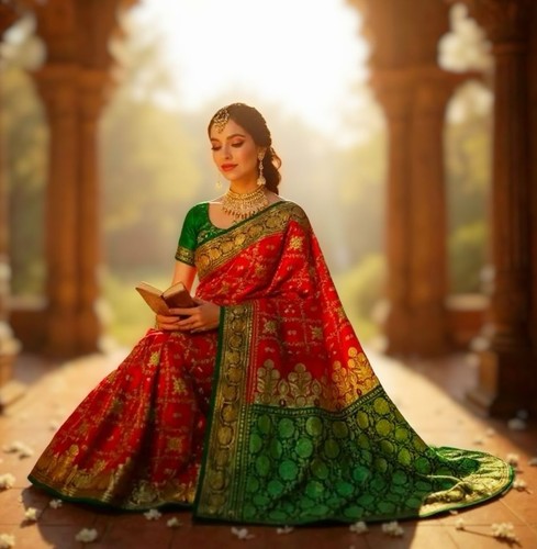 Indian Bollywood Banarasi Silk Saree wedding party wear sari best - Picture 2 of 4