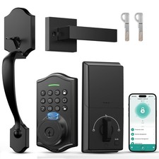 Keyless Entry Door Lock with Handle,Fingerprint Smart Front Door Lock Set,APP...