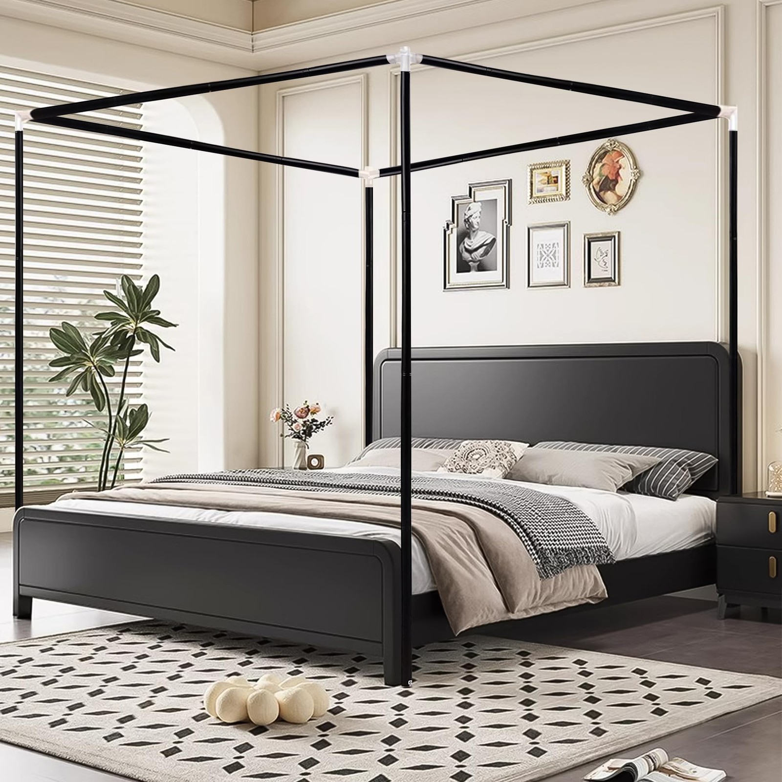 Bed Frame Queen Size, Sturdy Post Poles Thicken Queen ...