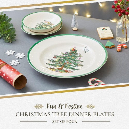 Spode Christmas Tree Dinner Plates Set Of Four 10 Inch Festive Holiday Tableware - Bild 2 von 7