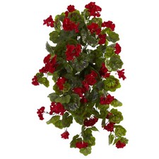 29-in UV Resistant Geranium Artificial Hanging Plant Indoor/Outdoor - Set of 2