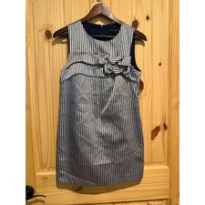 Banana Republic Womens Navy White Striped Bow Front Sleeveless Shift Dress 4