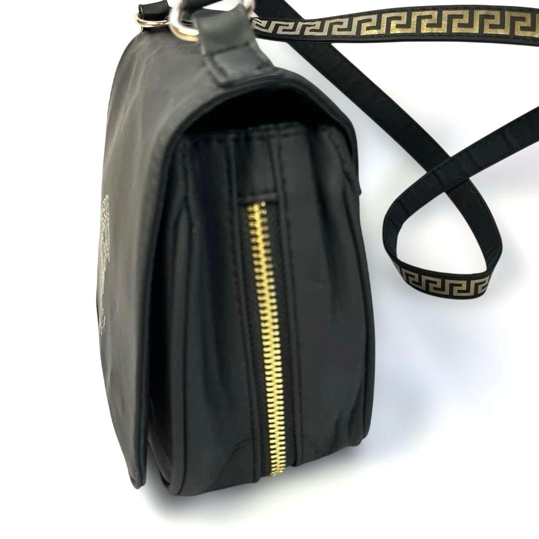 Versace Women's Black Logo Shoulder Bag, Stylish, Leather, Used thumbnail 3