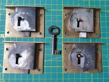 Suited Set of Early Antique Victorian  Desk Locks with  Original Key