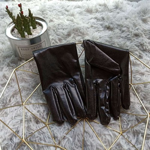 Gloves Thin Gold Silver Elastic Fluorescent Dance Performance Patent Leather - Picture 15 of 19