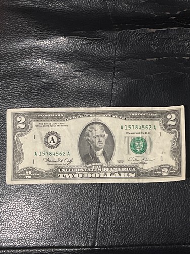 US 2 Dollar Bill 1976 with a low serial number.