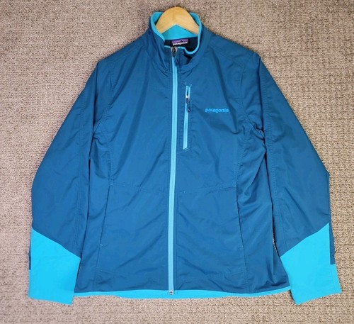 Patagonia Women's All Free Lightweight Blue Softshell Jacket Size Large Zip - Picture 1 of 12