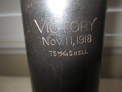 WWI "Victory" 11/11/1918 Electric Lamp 75mm French/USA Trench Art Shell Original