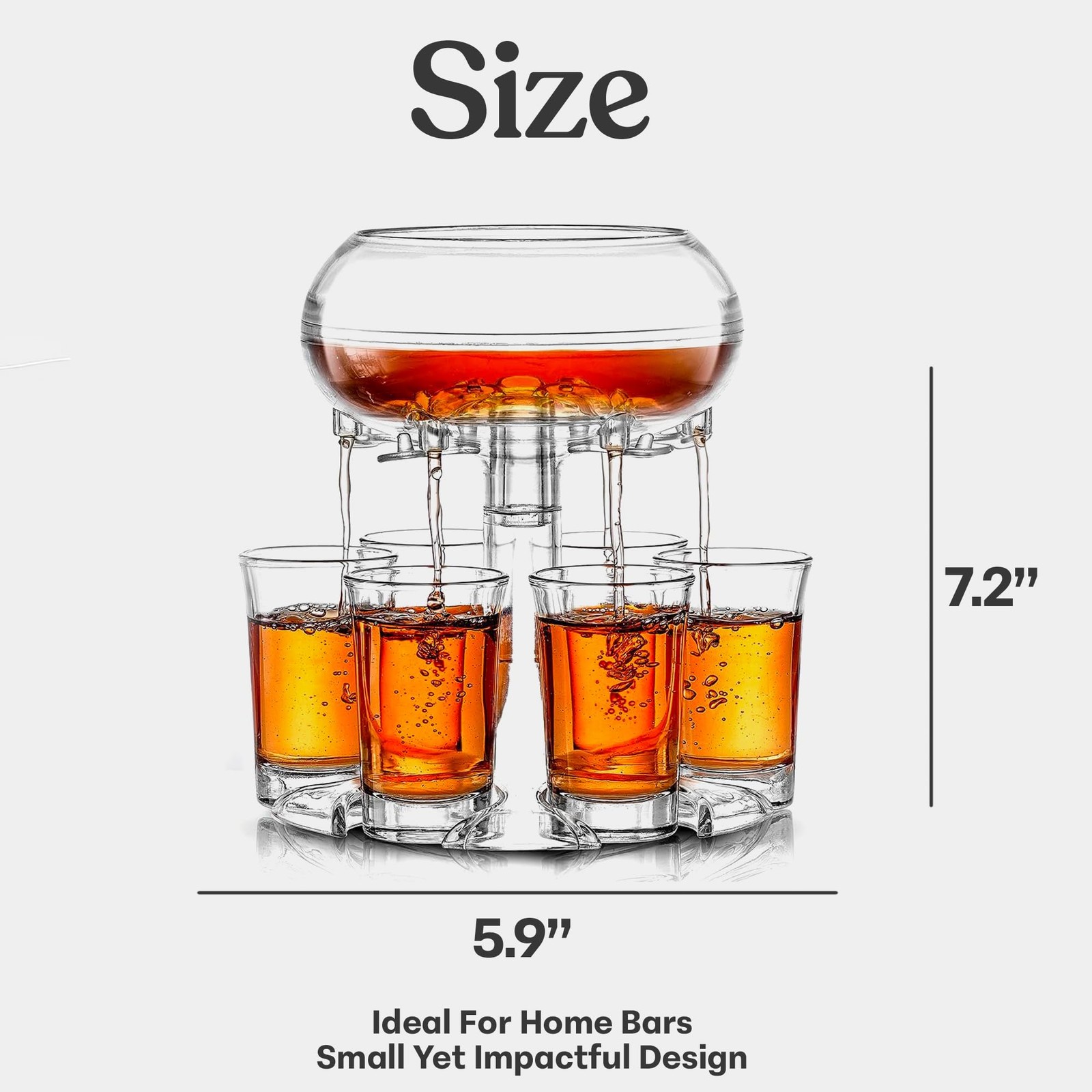Shot Glass Dispenser And Holder - Party Drink Set For Liquor With 6 Glasses, ...