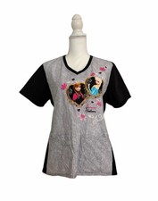 Disney Frozen Princesses  Forever Sisters  Nursing Medical Scrub Top Women  s Med