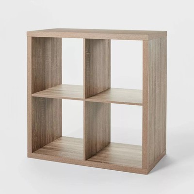 13'' 4 Cube Organizer Weathered Gray - Brightroom: Decorative Bookshelf,