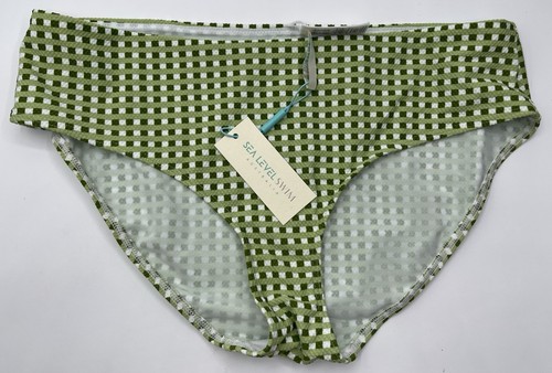 Sea Level Schwimmen Bikinihose Damen Größe 12 Weiß Grün Gingham