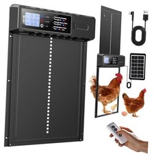 Automatic Chicken Coop Door Solar Powered with XL Large Size 10.8  x 14.2  Black