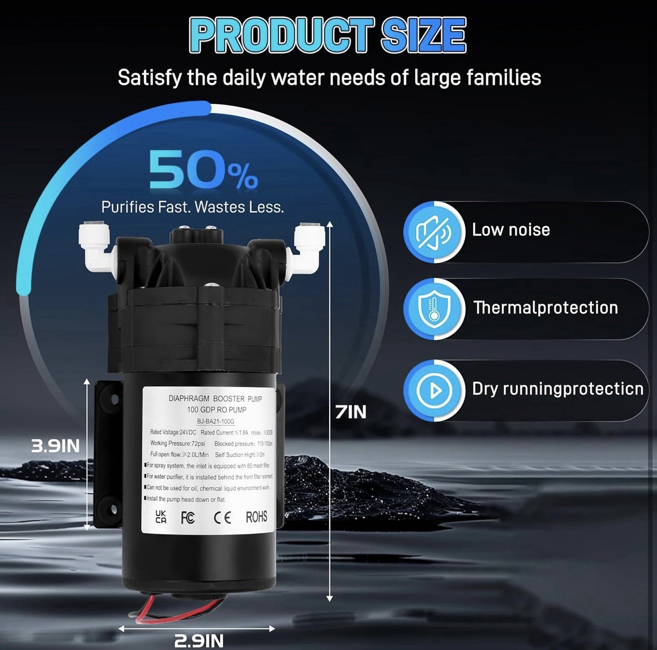 2025 Upgraded  6800 Booster Pump Kit, Suitable for Household Reverse Osmosis Wat