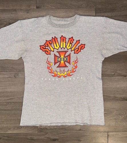 Vintage Sturgis 2008 Cross Graphic Print Thermo Langarm Shirt Herren L Large - Bild 4 von 18