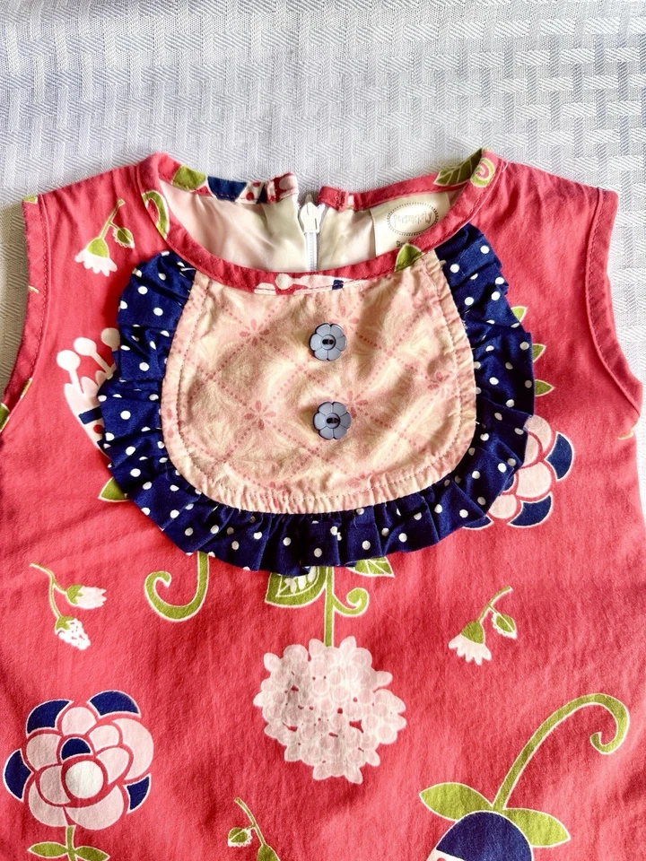 Persnickety Baby Girl Dress 12M Red Floral Ruffle Hem Boutique Made in USA — 第 4/4 张图片