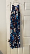 Simply Vera Vera Wang Blue and Brown Patterned Dress size S length43" bust 32"