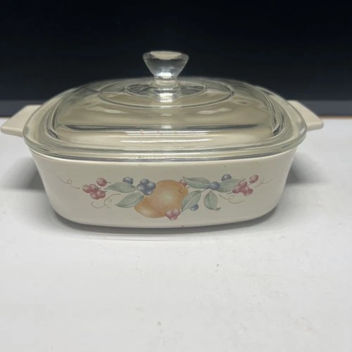 Vintage Corning Ware “ Abundance”  1 Liter A-1-B Casserole Dish With Pyrex Lid ✅