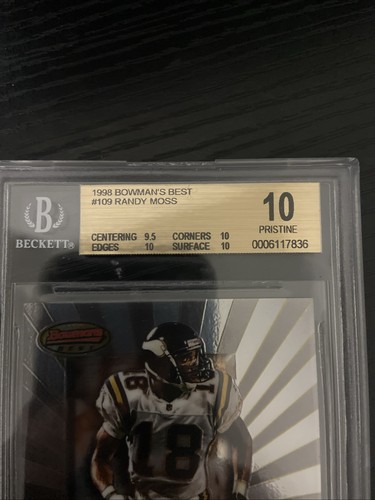 1998 Bowman's Best Randy Moss #109 ROOKIE BGS 10 PRISTINE - Picture 3 of 3