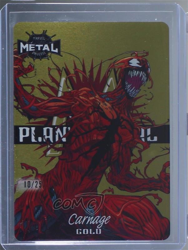 2022 Upper Deck Marvel Metal Universe Spider-Man Planet Gold 10/25 Carnage ob9