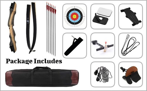 Takedown Recurve Bow Arrow Set 62" Traditional Wooden Bow Archery Hunting Limbs - Picture 9 of 24