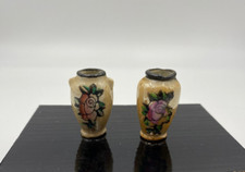 Lot of 2 Vintage Hand Painted 1.5" Miniature Vases Japan