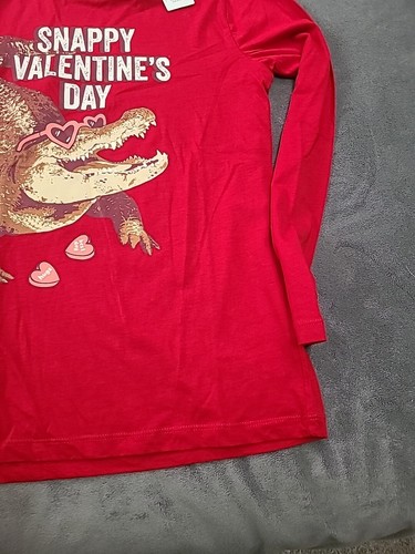 CARTER’S Sz 14 KIDS Red Snappy Valentine’s Day Alligator T - Shirt Graphic New - Picture 7 of 8