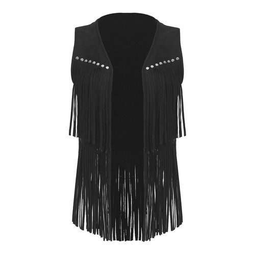 Women's Waistcoat Theme Vest Top Tassel Coats Vintage Jackets Fashion Costume - Picture 15 of 74